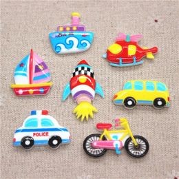 Decoratieve beeldjes 10 STKS Mix Stijl Transport Hars Auto/Boot/Fiets/Helikopter/Raket Miniatuur Plaksteen Cabochon DIY Ambachtelijke Scrapbooking