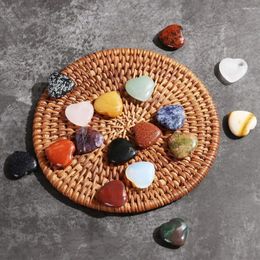 Figurines décoratives 10 pièces pierres naturelles et cristaux sculptés multicolores en forme de cœur amour pierre précieuse décoration de salle bricolage pour collier guérison