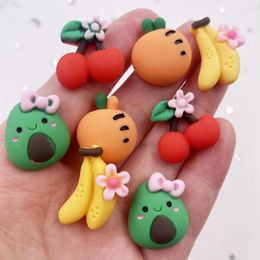 Figurines décoratives 10 pièces résine colorée 3D radis banane avocat cerise Flatback Figurine Cabochon Scrapbook bricolage cheveux arc épingle à cheveux artisanat