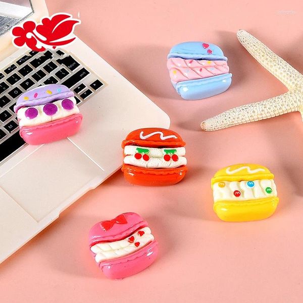 Figuras decorativas 10pcs Resin Cute Cake Macaron Macaron Flatback Cabochon Scrapbooking para la decoración del teléfono Craft Diy Jewelry Making Dollhouse