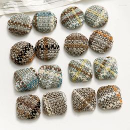 Figurines décoratives 10 pièces paille de minorité rurale tissé coton lin sac à fond plat bouton arrière cabochon pour accessoires de fabrication de bijoux à bricoler soi-même