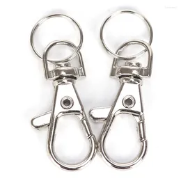 Decoratieve beeldjes 10 stks/set Classic Key Chain Ring Silver Metal Swivel Lobster Clasp Clips Hooks Keychain Split Diy Bag Sieraden Wholeales