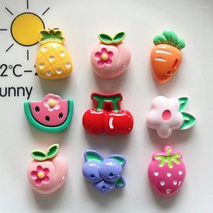 Figurines décoratives 10pcs Fruits colorés brillants Resin Resin Cabochons pour épingle à cheveux Scrapbooking DIY bijoux décoration artisanale