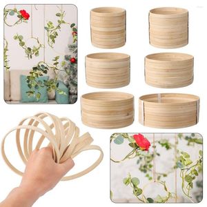 Figuras decorativas 10 piezas herramientas manualidades DIY anillo de aro de bambú de madera aros florales hecho a mano atrapasueños artesanía punto de cruz adornos colgantes