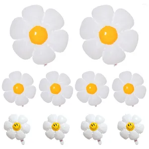 Figuras decorativas 10pcs Daisy Daisy Flores Foil Plumeria Boda de la boda Decoración de la fiesta de cumpleaños Baby Shower Po Props