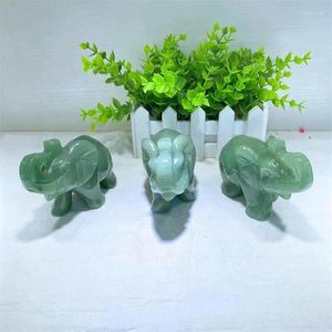 Figurines décoratives 11 cm Green Natural Vert Elephant Animal Crystal Energy Stone Crafon