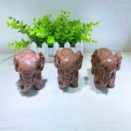 Figurines décoratives 11cm Jasper Natural Elephant Animal Crystal Energy Stone Crafts Small Decoration Home Decor Gift 1pcs