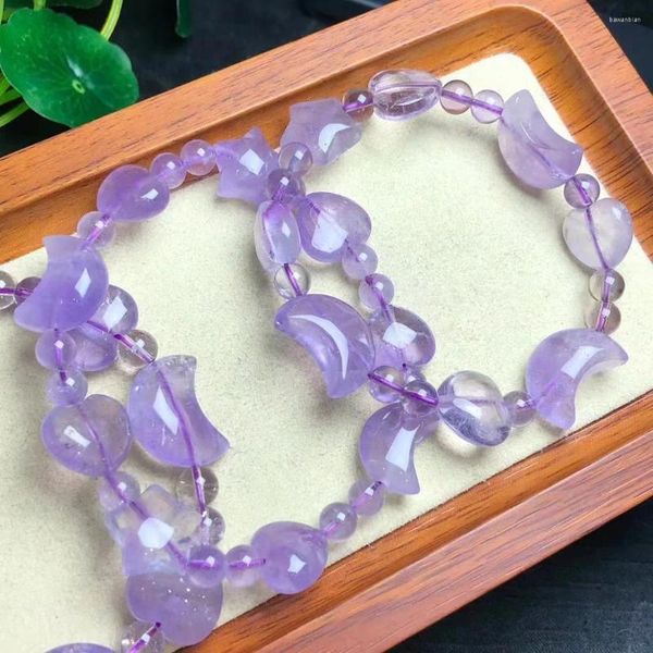 Figuras decorativas de 11 mm a 14 mm Costo personalizado Amethyst Natural Amethyst Staring Star and Heart Shape Bracelet Fashion Jewelry