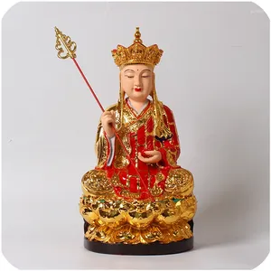 Figurines décoratives de 12 pouces en verre bodhisattva des vêtements plaqués or décorés à la maison dans le roi tibétain Bouddha Statue de chinois