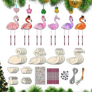 Figurines décoratives 12 Inachevés Flamingo Wind Chime sets art avec arts et artisans artisanaux libérer leur kit de créativité décor