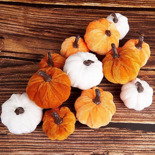 Figuras decorativas 12 piezas de terciopelo artificial calabaza espuma suave de espuma suave simulada cosecha de otoño de acción de gracias