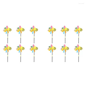 Decoratieve beeldjes 12 stks bijenwind spinners pinwheels 3D dieren windmolens tuinbakken ornamenten voor gras werf patio feestdecoratie