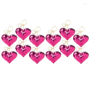 Figuras decorativas 12 Uds llavero en forma de corazón de doble cara adornos mochila equipaje exquisitos regalos del Día de San Valentín