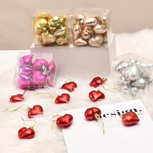 Figurines décoratives 12pcs rouges rose or amour boules de coeur suspendues ornement romantique en forme d'arbre