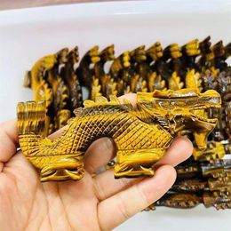 Figuras decorativas 13 cm Tigre Natural Stone Dragon Figurine Fengshui Reiki Healing Gemstone Crafts para el regalo de decoración del hogar