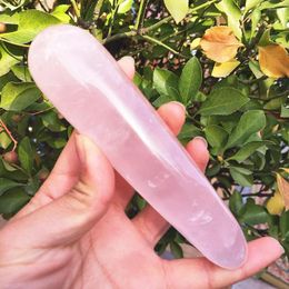 Figurines décoratives 14-16cm Baguette en cristal de quartz rose naturel Personnalité Rose Bâton de massage Gemstone Beauty Bar Yoni Healing For Women Gift