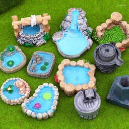 Figuras decorativas 15 estilos Paisaje en miniatura Mini faro Pozo de agua Puente Cabañas Miniaturas de bricolaje Decoración de jardín de hadas Micro resina