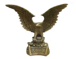 Figuras decorativas 15 cm 6 "China Feng Shui Brass Cobre se da cuenta de la estatua de escultura de águila de ambición de uno