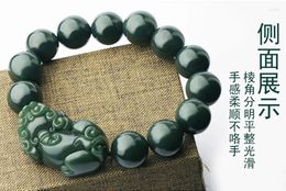 Decoratieve beeldjes 16 mm kwaliteit grijs jade mala kraal armband amulet fortuin pixiu armband zegent talisman