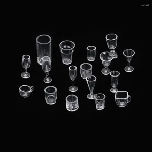 Decoratieve beeldjes 17 stks/set acryl poppenhuis accessoires diy speelgoed plastic modellen simulatie kookgerei mini cup ijs kom miniaturen