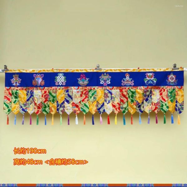 Figurines décoratives 190 cm de long, fournitures bouddhistes en gros, pour porte de maison, mur, plafond, décoration de rideau de bon augure, banderole
