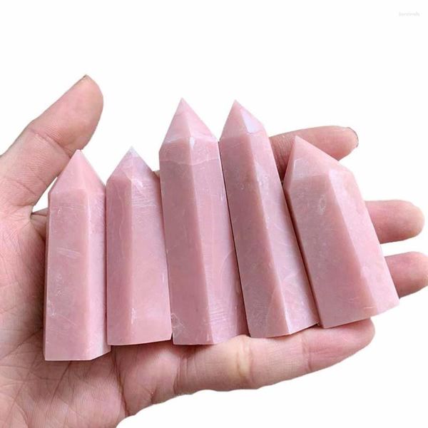 Figuras decorativas 1 kg Varita de punta de ópalo rosa natural Torre de cristal Obelisco Cristales curativos Piedra energética para decoración de meditación Fengshui