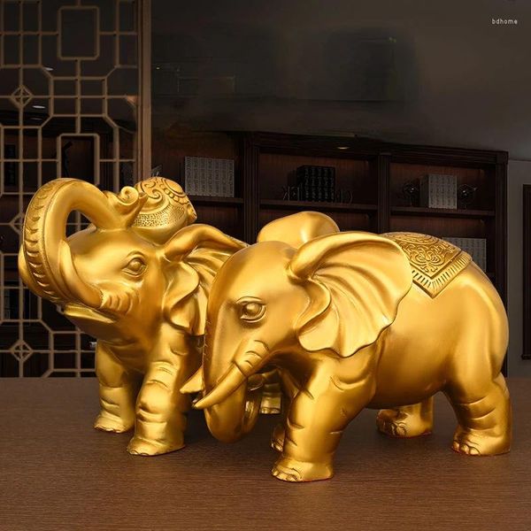 Figuras decorativas 1 Pairs Pure Cobre Elephant Annaments Auspicioso de la sala de estar Gabinete de vinos Decoración de la casa Anali