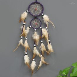 Decoratieve beeldjes 1 stc 4 kleuren vintage huizendecoratie retro veer dream catcher cirkelvormige veren muur hangende catchers decor voor auto