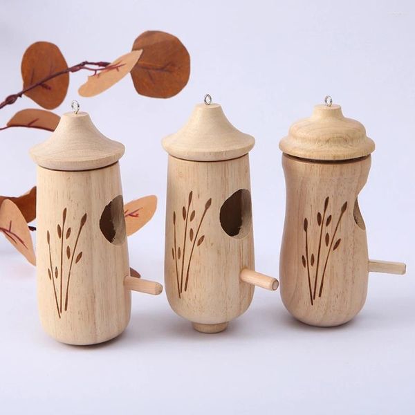 Figurines décoratives 1pc Arrivées Nid d'oiseau en bois suspendu Hummingbird House Outdoor Garden Courtyard Artisanat