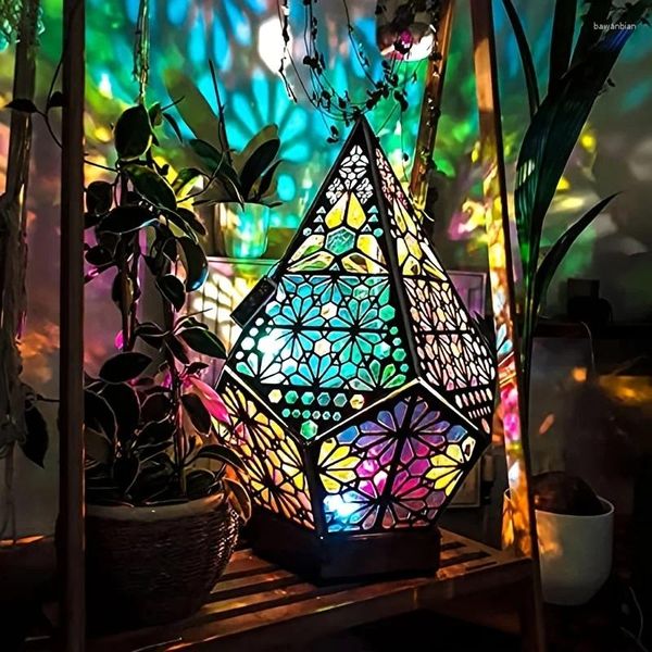 Figurines décoratives 1pc Bohemian lampe étoilée ciel étoilé 3d Prismatique Rainbow Polar étoile Projection USB Charge Crystal Lights For Bedroom
