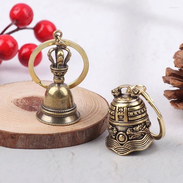 Figuras decorativas 1 PC Brass Castrefing Drop Drop Wind Bell Tibetan Bronce Key Pends Carry Home Decoración Antigua