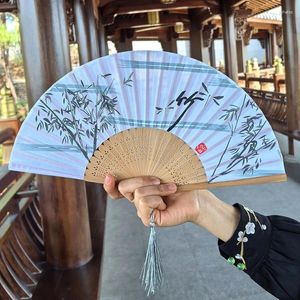 Figurines décoratives 1pc style chinois imprimé à la main ventilateur bambou bambou antique pliage danse été portable élégant rétro cheongsam po accessoires