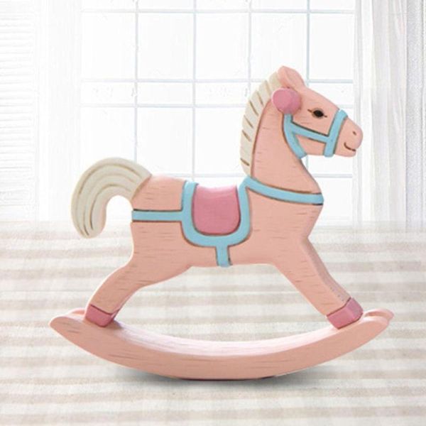 Figuritas decorativas, 1 pieza, caballo pintado de colores, equilibrio tallado a mano, mecedora de madera para niños, juguete para regalo, decoración del hogar