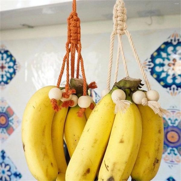 Figuras decorativas 1 PC creative colgador de plátano de plátano Cabeza de algodón hechas a mano Cinturón tejido