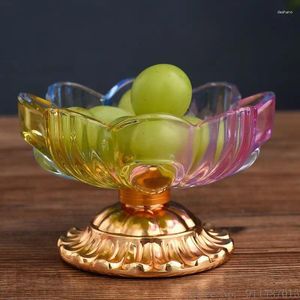 Figurines décoratives 1pc Plaque de fruits en forme de verre créatif en forme de lotus servant des restaurants de maison colorés