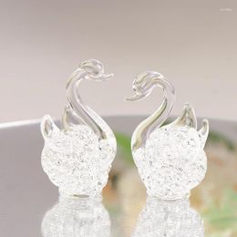 Figurines décoratives 1pc Crystal Swan Figurine Glass Animal Ornement Home Desk Decoration Miniature Creative Creative Gift