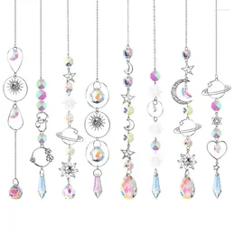 Figurines décoratives 1pc Crystal vent carillon Moon Sun Catcher Diamond Prisms Pendant Rêve arc-en-ciel suspendu Drop Drop Home Decor Windchime