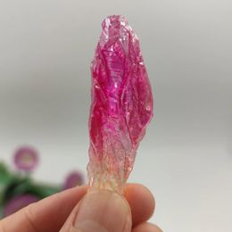 Decoratieve beeldjes 1 st geëlektropleerd Natural Crystal Wand Point Aura Quartz Healing Stone Diy Sieraden Makeland Decoraties