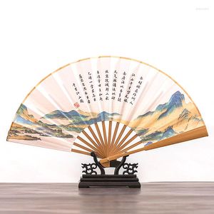 Decoratieve beeldjes 1 st vouwventilator handheld elegante antieke stijl hand opvouwbare kalligrafie inkt schilderen Chinese accessorie oosterse decor