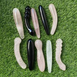 Decoratieve beeldjes 1 van de goede kwaliteit Natuurlijke rozenkwarts Yoni Wands edelsteen ambachten Pleas Wand Body Hand Massage Wood Magic Stone