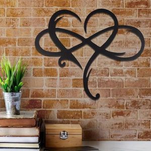 Figurines décoratives 1pc Infinity Heart Black Metal Decor Wall Decon Love Sign Chambre de plaque pour le mariage à la maison