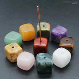 Figurines décoratives 1pc Crystal Natural Agate Block Block Encens Holder Tile Insert Small Decoration