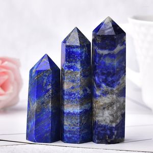 Figurines décoratives 1 pièce cristal naturel Lapis Lazuli colonne hexagonale point de Quartz guérison tour minérale ornement bricolage cadeau décoration de la maison