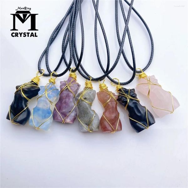 Figuras decorativas 1 colgante de piedra de cristal natural, modelo de cuerpo sexy para mujer, collar de gemas, adivinación, joyería de meditación espiritual