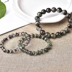 Figurines décoratives 1pc Perles de cristal vert naturel Bracelets Quartz Fashion Streche Bracelet Elastic Cord Pulserase Bijoux Unisexe