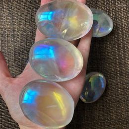 Figurines décoratives 1pc Angel arc-en-ciel naturel Aura Crystals de quartz clair guérison Stone de palmier à vendre