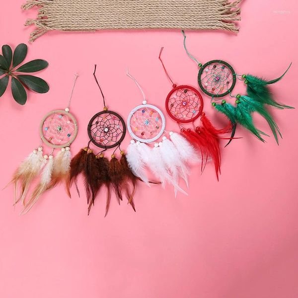 Figuras decorativas 1pc colgante de paredes vintage dreamcatchers Decoración para autos retro plumas circulares plumas casera de ensueño