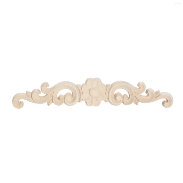 Figurines décoratives 1pc blanc floral en bois sculpté sculpté de décalcomanie des appareils artisanat en bois porte murale décor de fleur sculpteur à bois à la maison