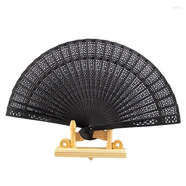 Figuras decorativas 1pc Wood plegable Ventilador de estilo chino Craft Hollow Out Hanfu Accesorios plegables Poldes Mujeres Administros de hogares