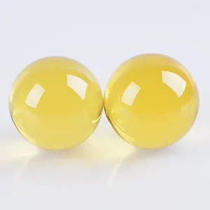 Figurines décoratives 1pcs 60 mm jaune K9 Crystal Ball 6cm Verre pour le mariage Gift Home Ornements moderne décor vintage en gros en gros